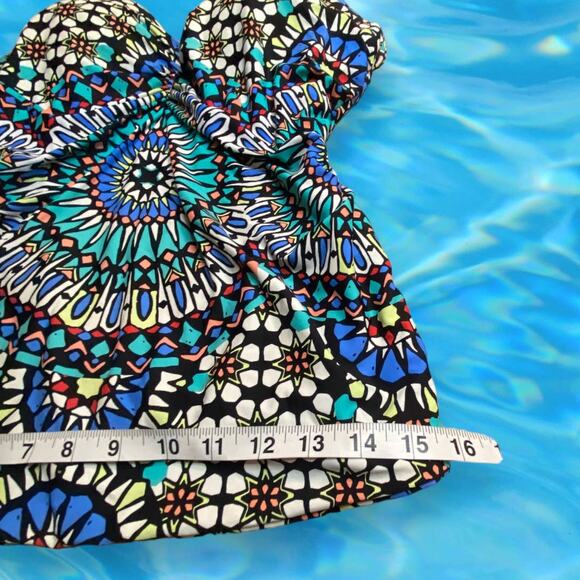 Athena Tankini Swim Top Multicolor Mosaic Built in Bra Size 38 B - Picture 2 of 8